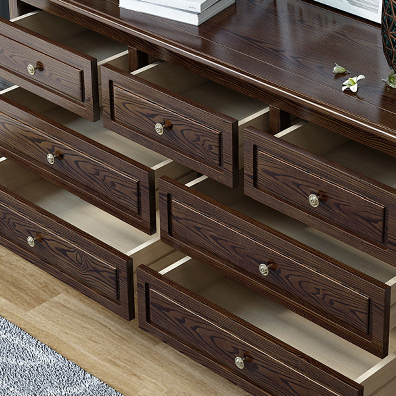 Modern Accent Chest with 7 Drawers and Solid Wood Bun Feet Chest
