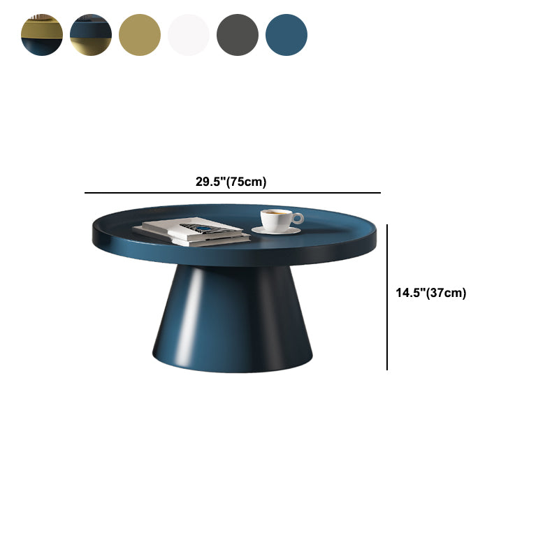 Mid-Century Modern Iron Coffee Table Round Tray Top Cocktail Table Set