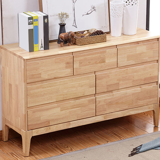 Modern Rubberwood Accent Chest with Natural Legs and Drawers