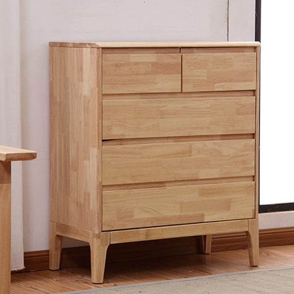 Modern Rubberwood Accent Chest with Natural Legs and Drawers