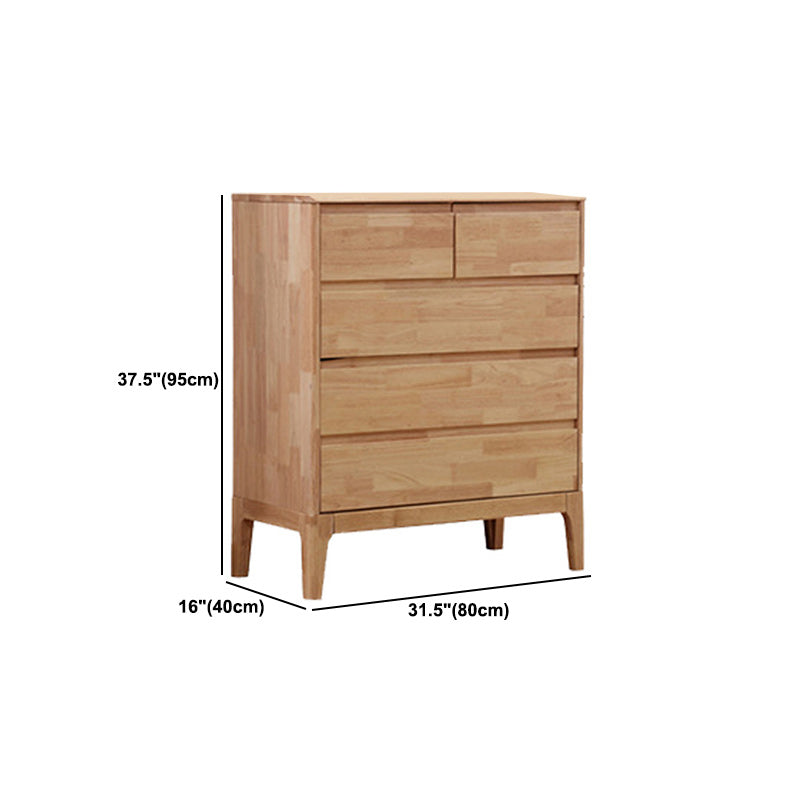 Modern Rubberwood Accent Chest with Natural Legs and Drawers