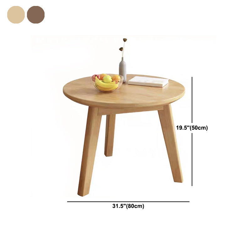 Round Solid Wood Coffee Table Nordic 3 Legs Cocktail Table Set