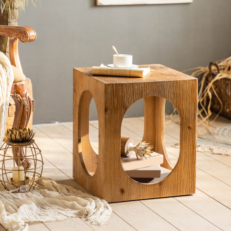 French Country Geometric Wood Coffee Table Distressed Wood Cocktail Table