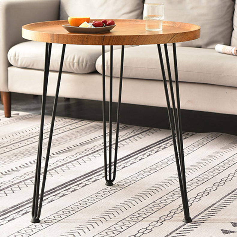 3 Legs Round Coffee Table Wooden Coffee Table in Brown Modern Style