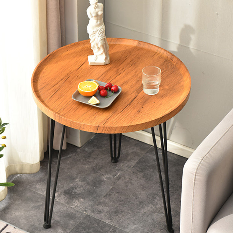 3 Legs Round Coffee Table Wooden Coffee Table in Brown Modern Style