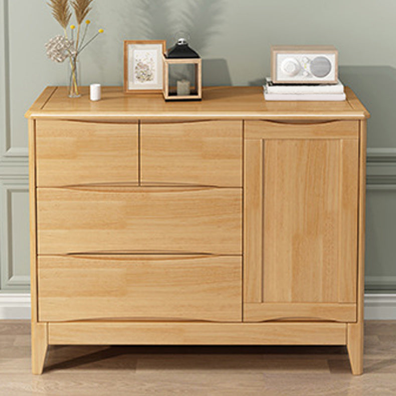Mid-Century Wooden Accent Cabinet with Doors and 4 Drawers Cabinet