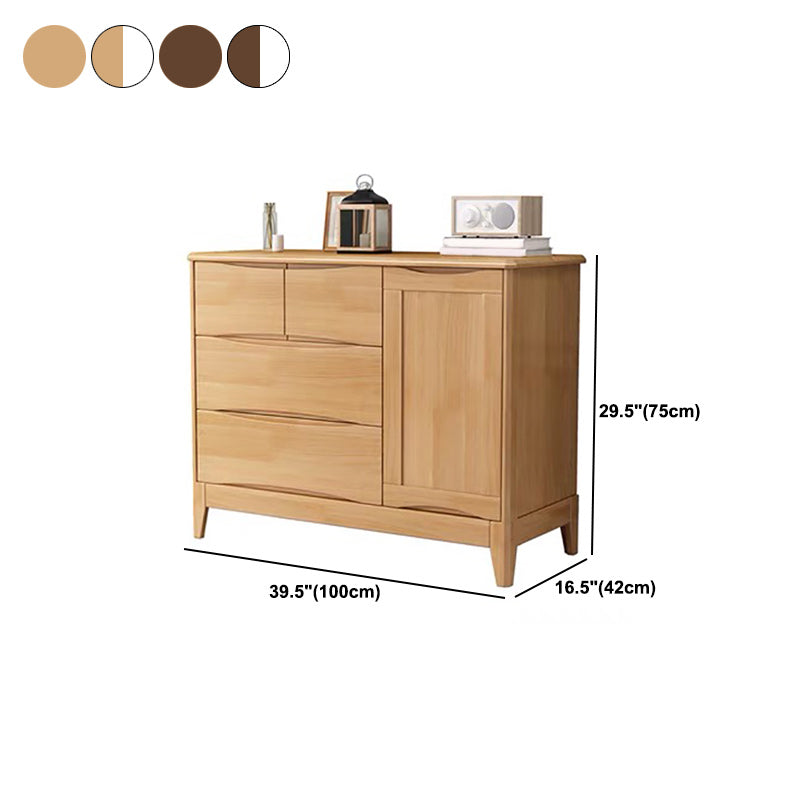 Mid-Century Wooden Accent Cabinet with Doors and 4 Drawers Cabinet