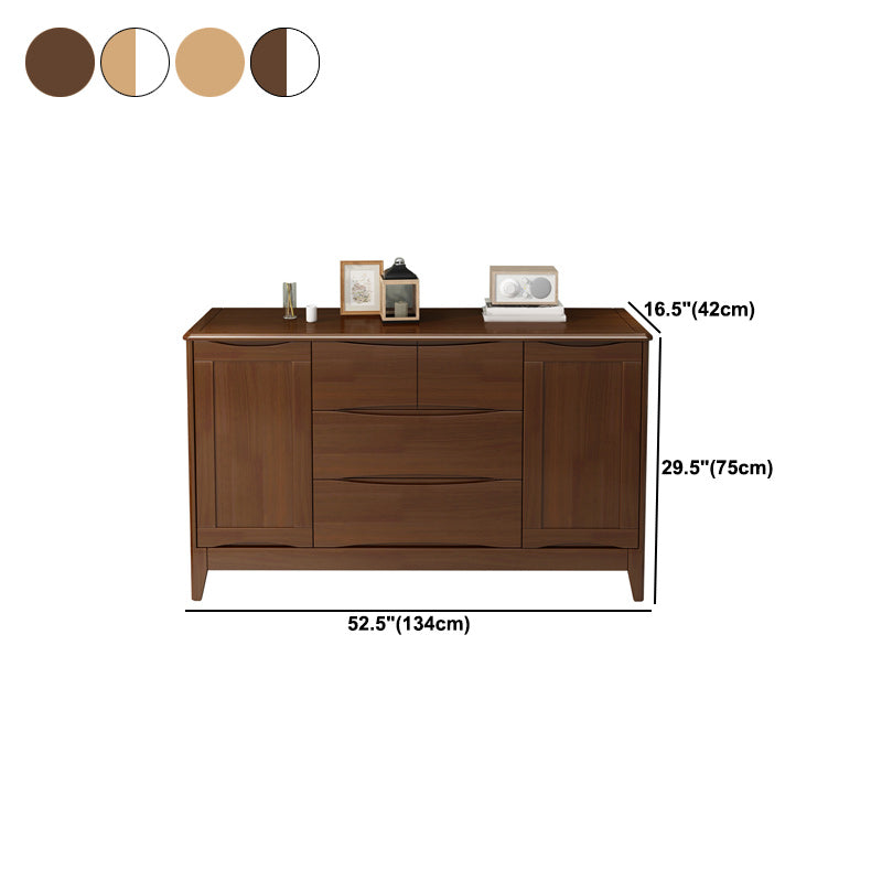 Mid-Century Wooden Accent Cabinet with Doors and 4 Drawers Cabinet