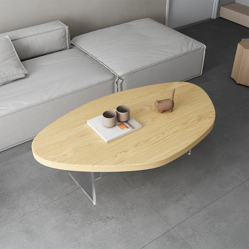 Scandinavian Solid Wood Coffee Table 14.96" H Acrylic Legs Cocktail Table