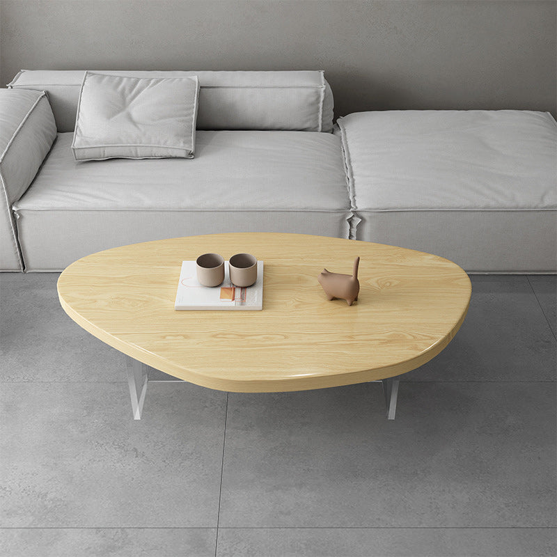 Scandinavian Solid Wood Coffee Table 14.96" H Acrylic Legs Cocktail Table