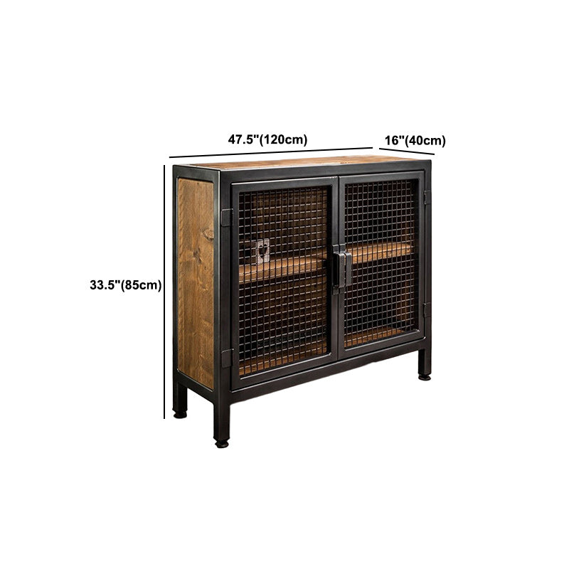 Industrial Accent Cabinet with Distressed Wood Top and Iron Legs