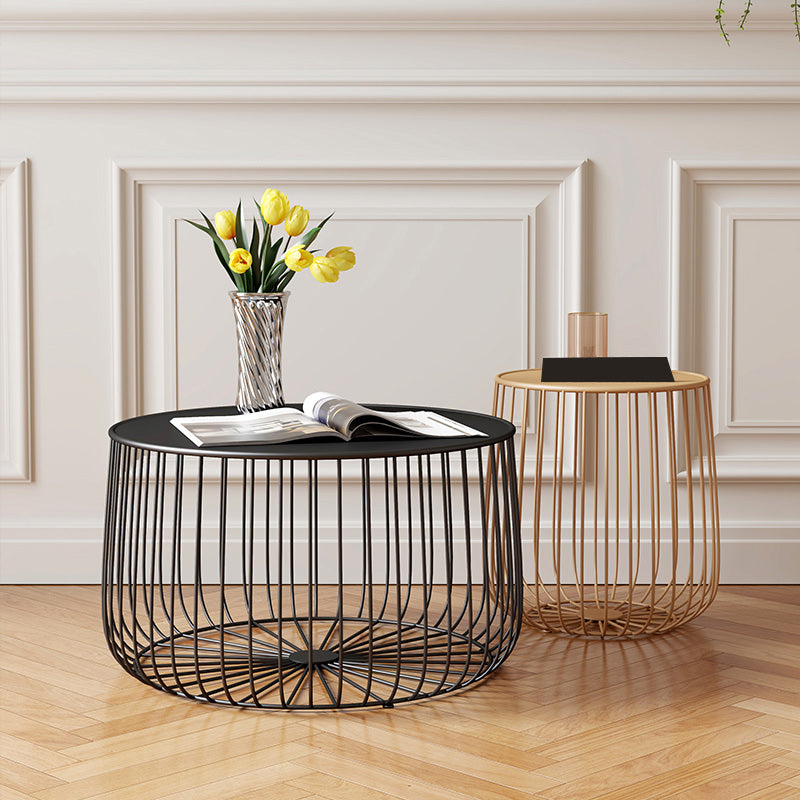 Mid-Century Modern Round Iron Coffee Table Frame Cocktail Table 15.75" H