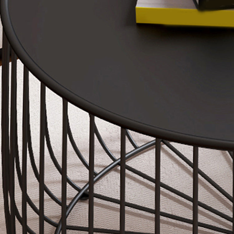 Mid-Century Modern Round Iron Coffee Table Frame Cocktail Table 15.75" H