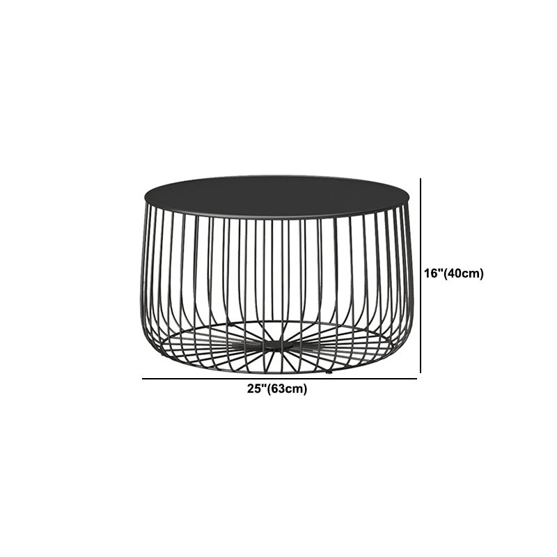 Mid-Century Modern Round Iron Coffee Table Frame Cocktail Table 15.75" H