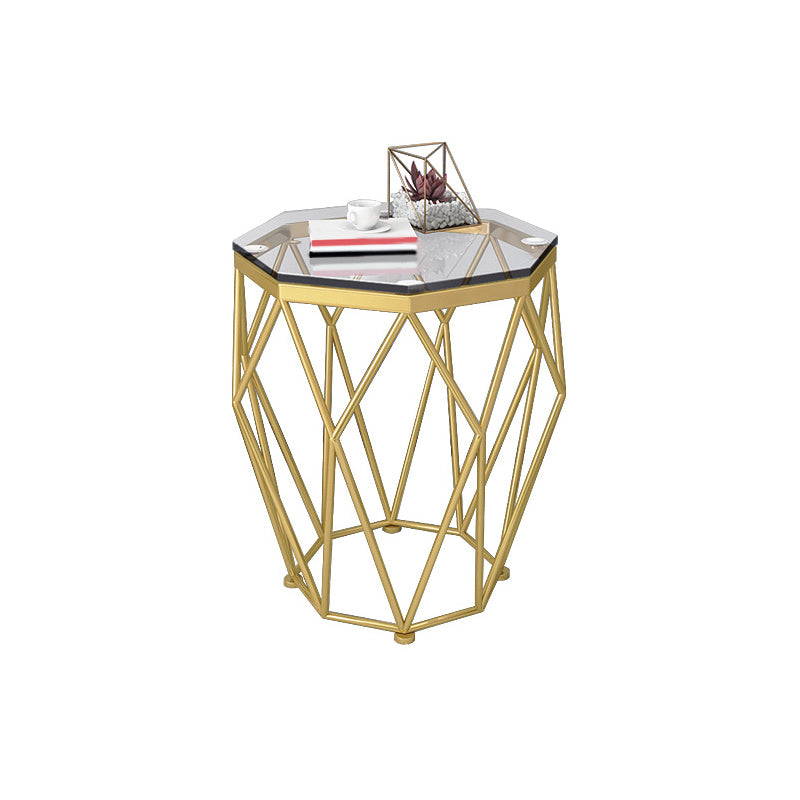 Glass Coffee Table 17.72" H Frame Cocktail Table for Living Room