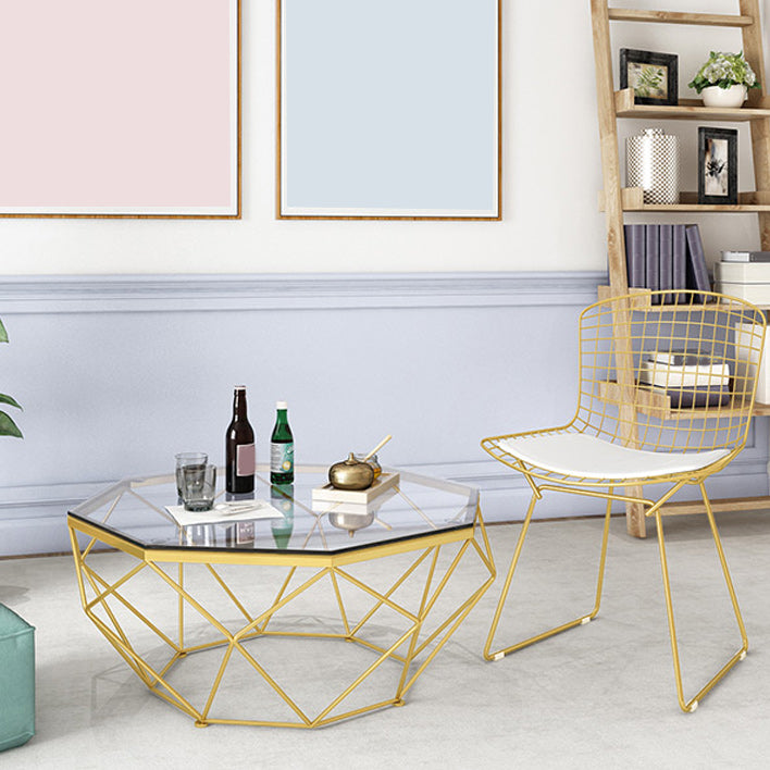 Glass Coffee Table 17.72" H Frame Cocktail Table for Living Room