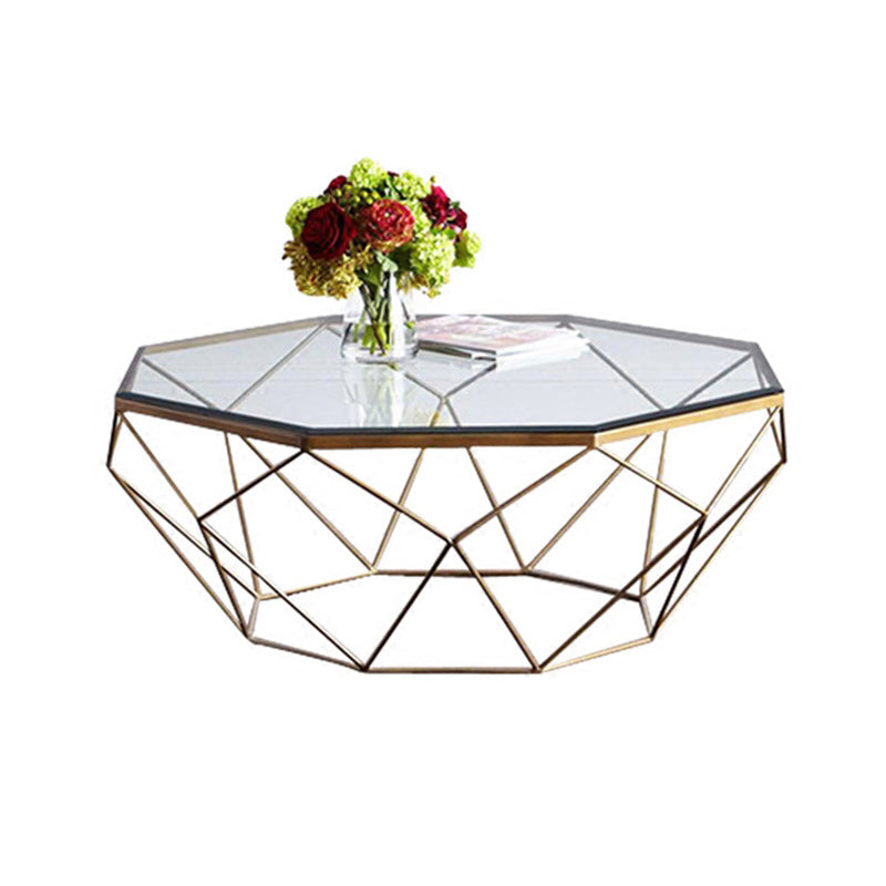 Glass Coffee Table 17.72" H Frame Cocktail Table for Living Room