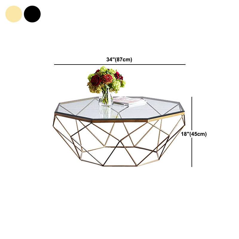 Glass Coffee Table 17.72" H Frame Cocktail Table for Living Room