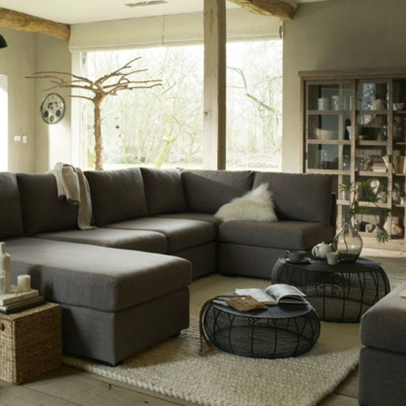 Mid-Century Modern Coffee Table with Round Top and Frame Base in Black