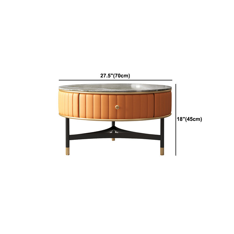 Stone Top Coffee Table Draw included Metal Legs Single Cocktail Table