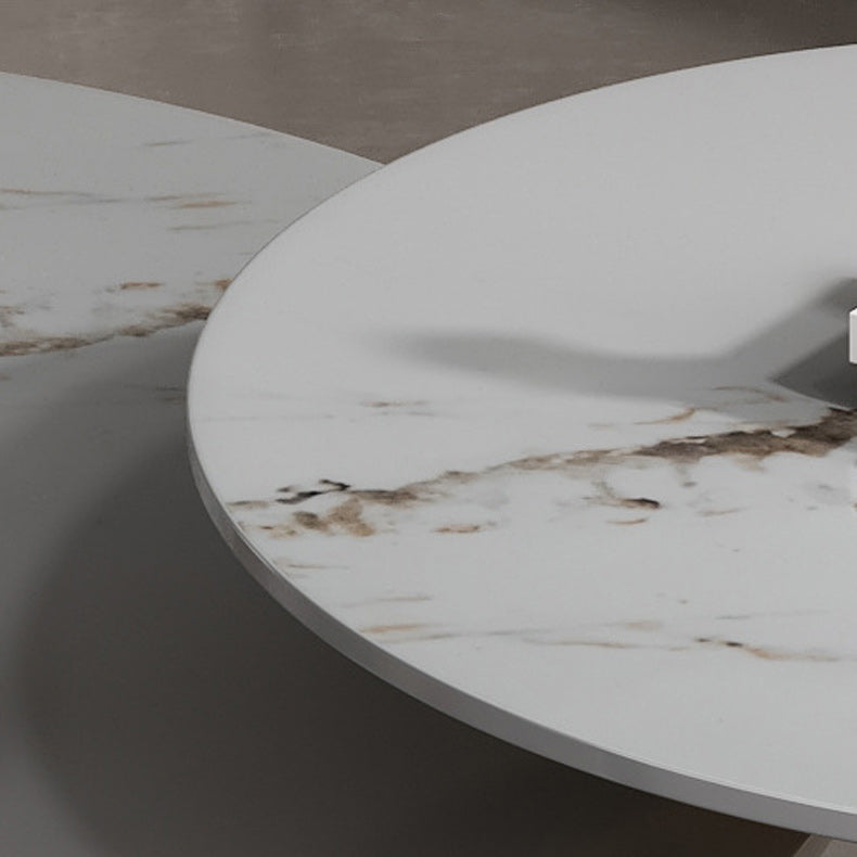 Luxurious Round Stone Coffee Table Set Pedestal Dia 31.5" Cocktail Table