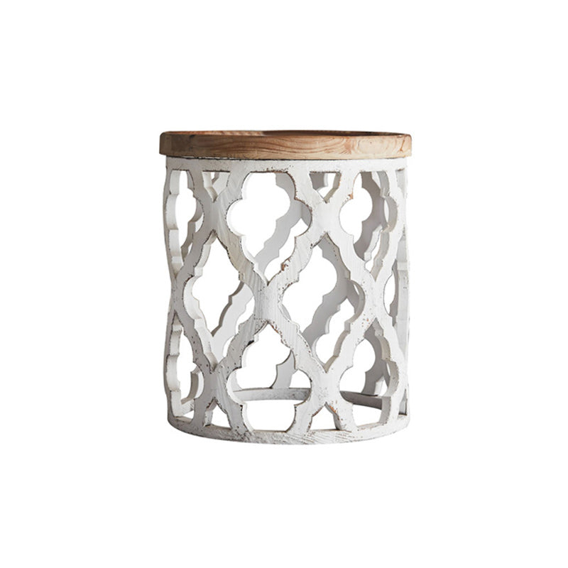 Drum Shaped Coffee Table French Country Distressed Wood Cocktail Table
