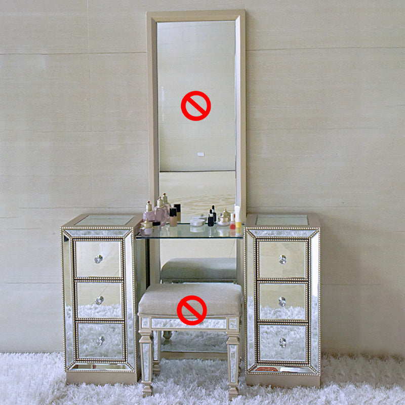 Sliver Glass Vanity Set 15.74" Wide Make-up Vanity with 6 Storage Drawers