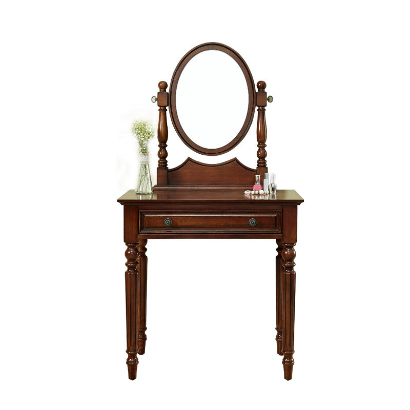 Oak Vanity Set Make-up 15.74" Wide Vanity with Drawer and Mirror