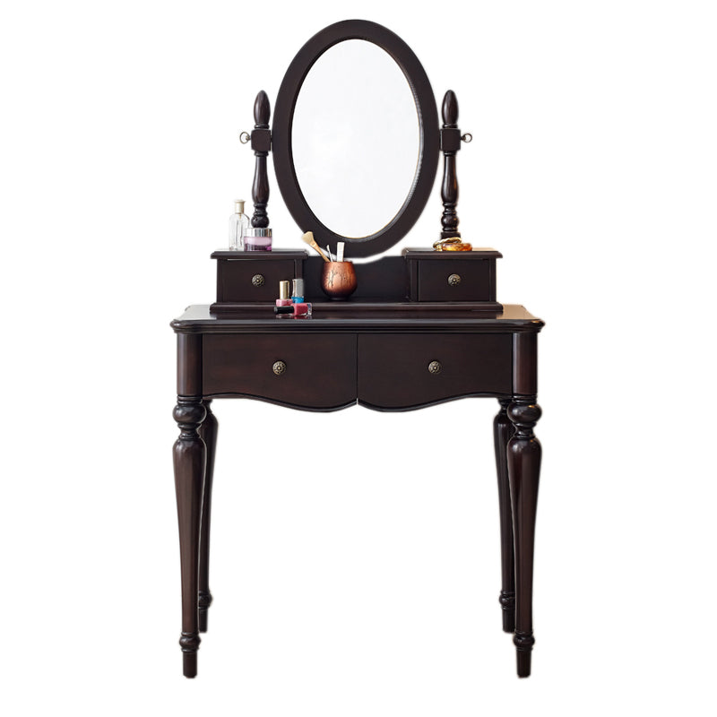 15.74" Wide Birch Vanity Set with Stool Make-up Vanity with Drawer and Mirror