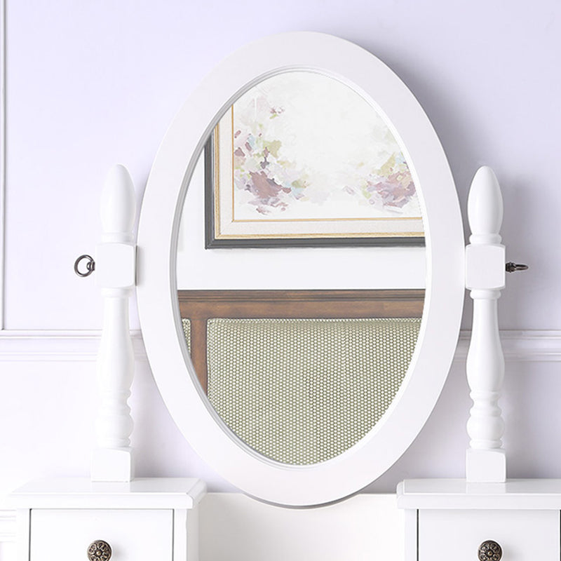 15.74" Wide Birch Vanity Set with Stool Make-up Vanity with Drawer and Mirror
