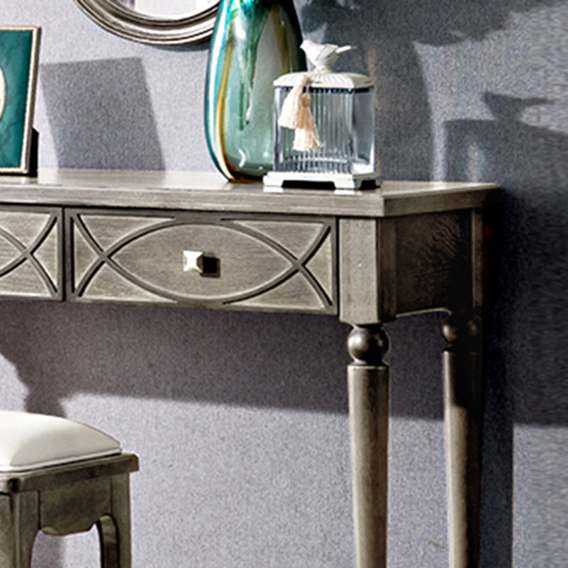 Oak Vanity Set with Stool Gray Vanity with Drawer and Mirror