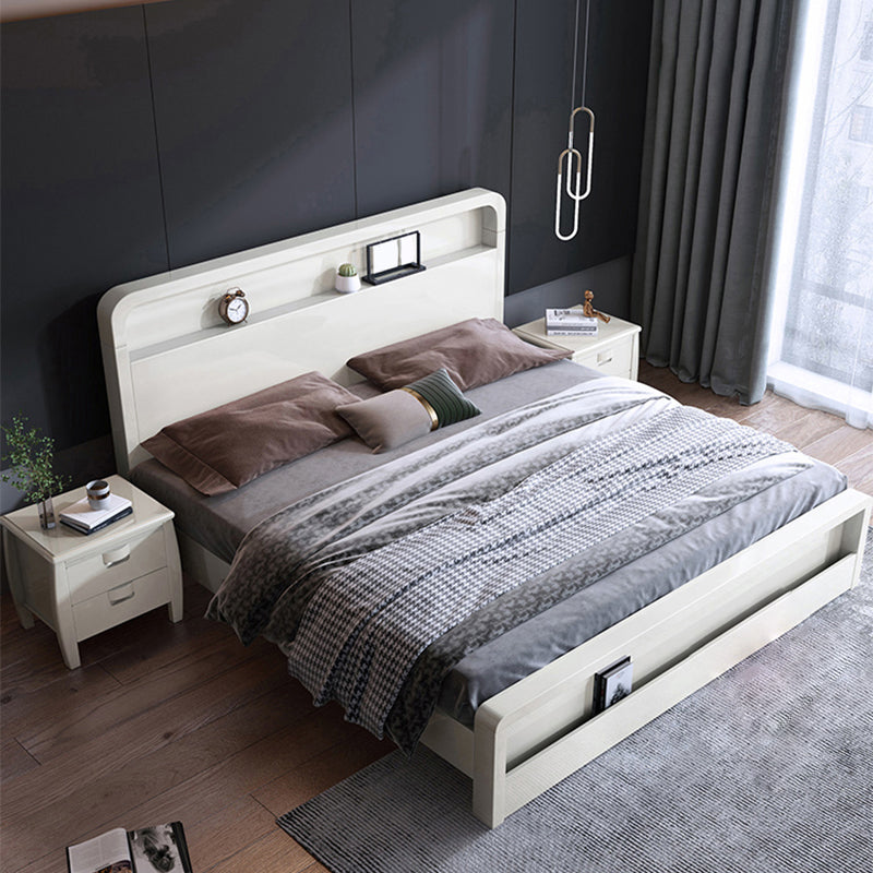 Modern Wood Bed Bookcase Included Bed Frame with Headboard for Bedroom