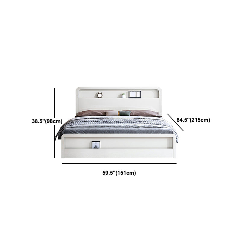 Modern Wood Bed Bookcase Included Bed Frame with Headboard for Bedroom