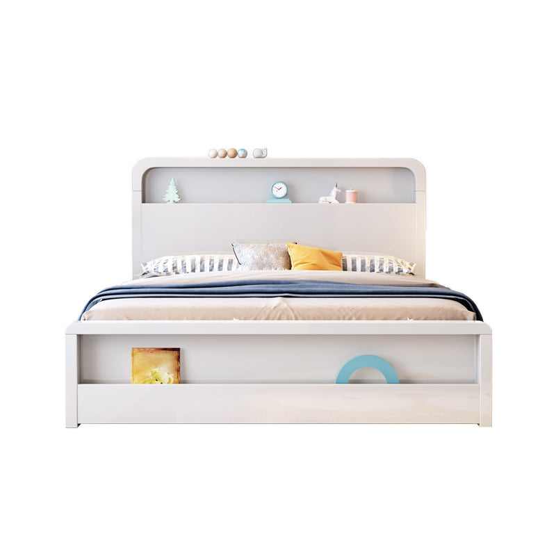 Modern Wood Standard Bed Bookcase Included Bed Frame with Headboard for Bedroom