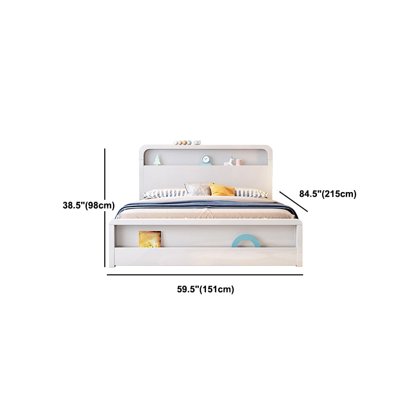 Modern Wood Standard Bed Bookcase Included Bed Frame with Headboard for Bedroom
