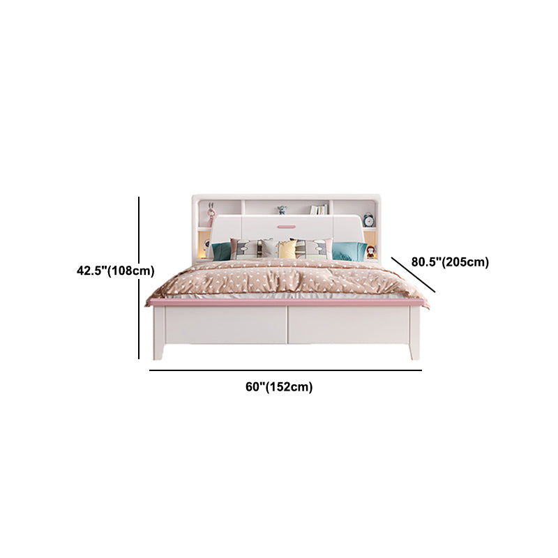 Modern Wood Bed Frame Bookcase Included Standard Bed for Bedroom