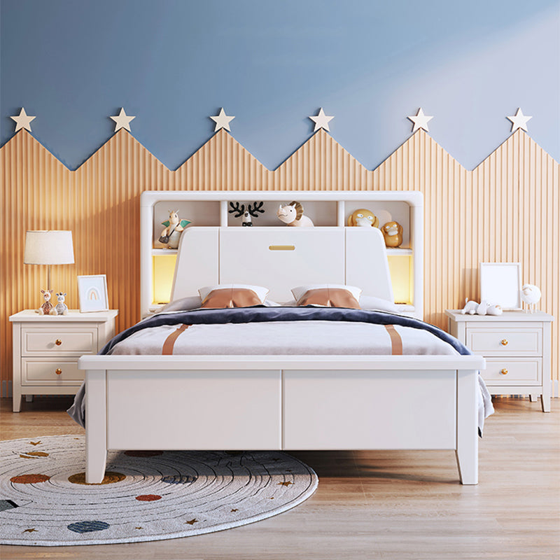 Modern Wood Standard Bed Bookcase Included Bed Frame with Headboard