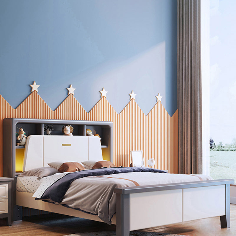 Modern Wood Standard Bed Bookcase Included Bed Frame with Headboard