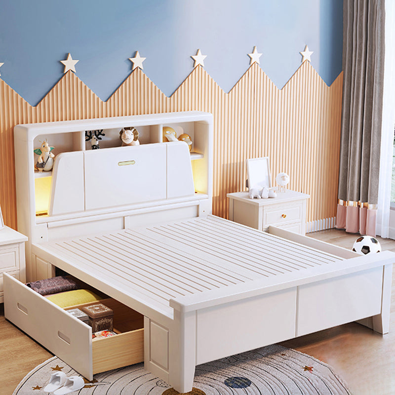 Modern Wood Standard Bed Bookcase Included Bed Frame with Headboard