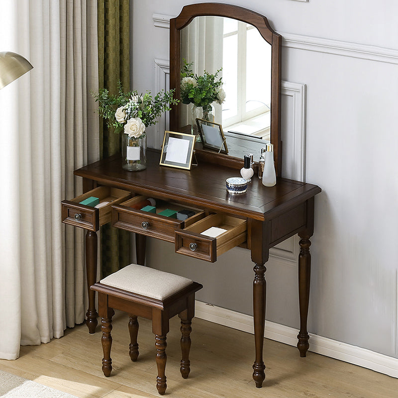 Brown Ash Vanity Set with Mirror 58.26" High Vanity with Drawer