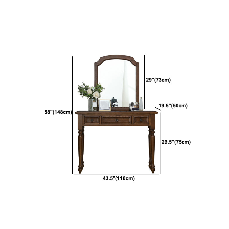 Brown Ash Vanity Set with Mirror 58.26" High Vanity with Drawer