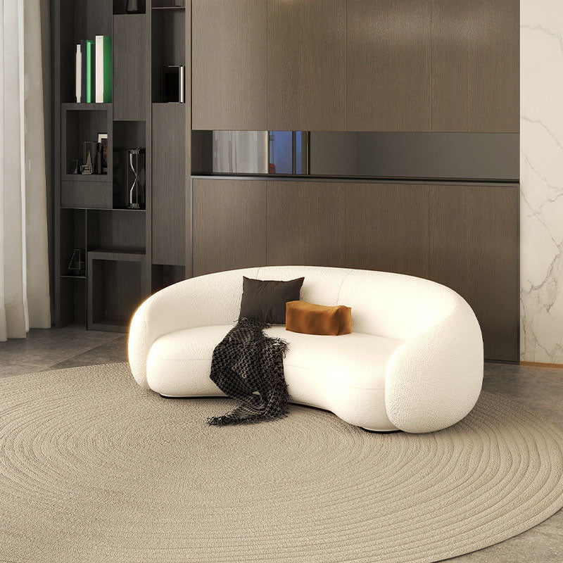 Contemporary Velvet/Wool Curved Sofa Tight Back Sofa in Gray/White