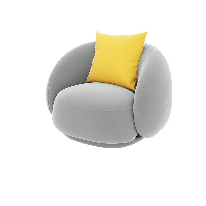 Contemporary Velvet/Wool Curved Sofa Tight Back Sofa in Gray/White