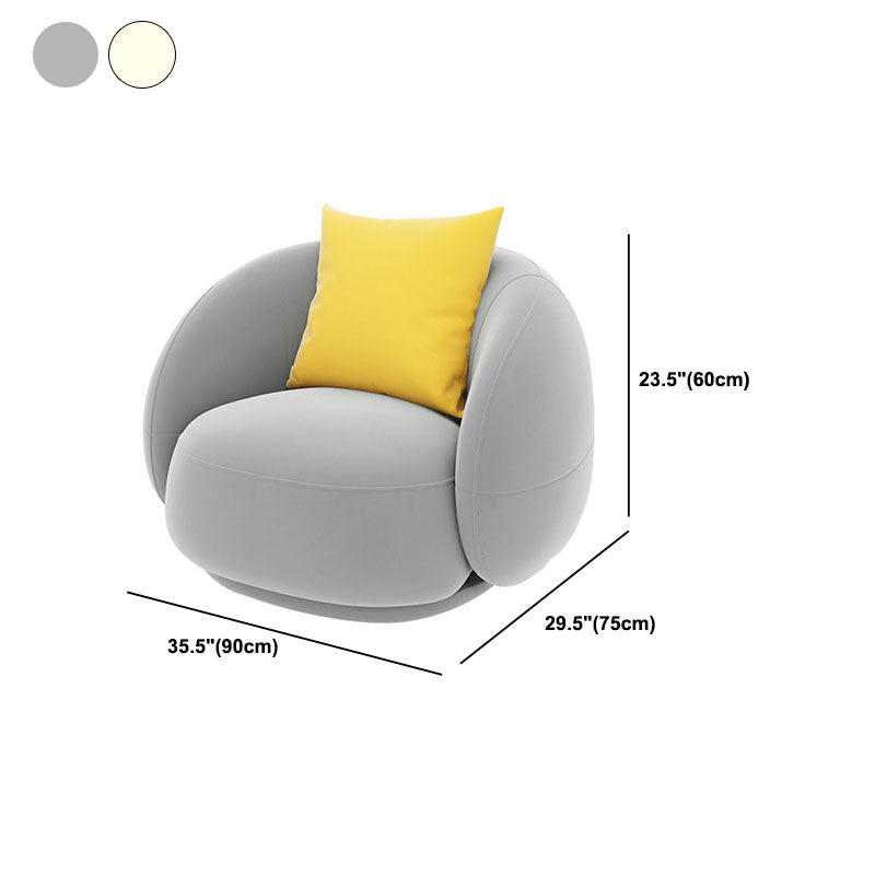 Contemporary Velvet/Wool Curved Sofa Tight Back Sofa in Gray/White