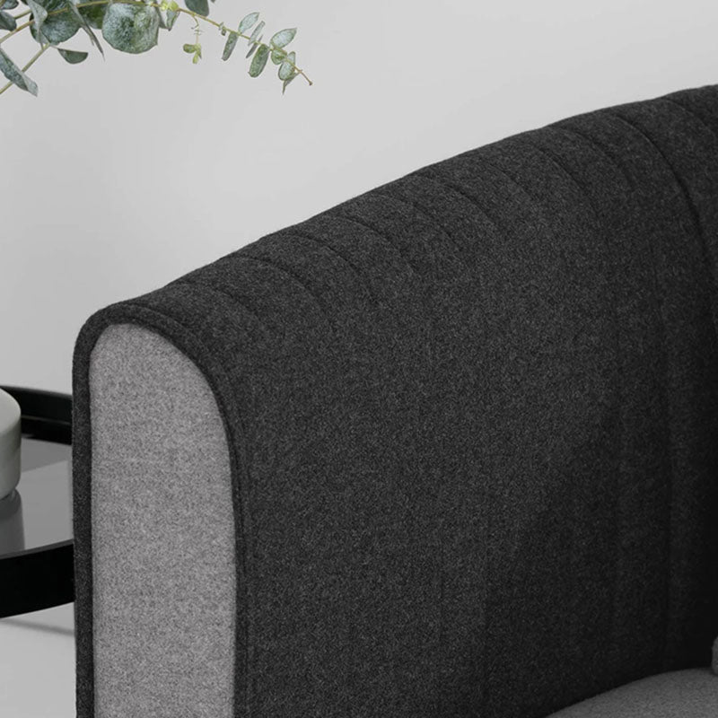 Fabric Modern Tuxedo Arm Sofa with Bolster Pillows in Blue/Gray