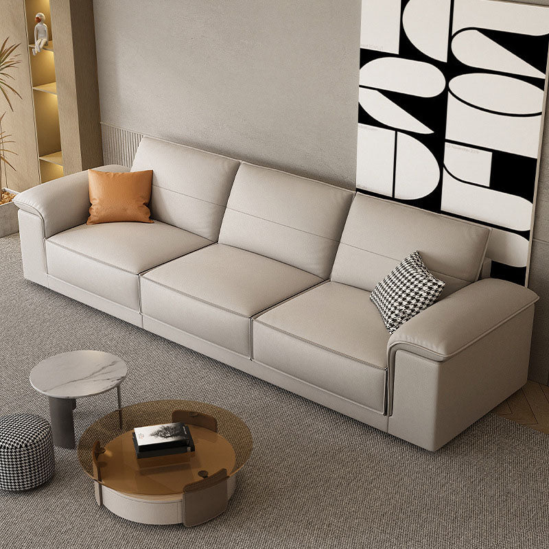 Contemporary 35.4" H Faux Leather Pillow Top Arm Sofa for Living Room