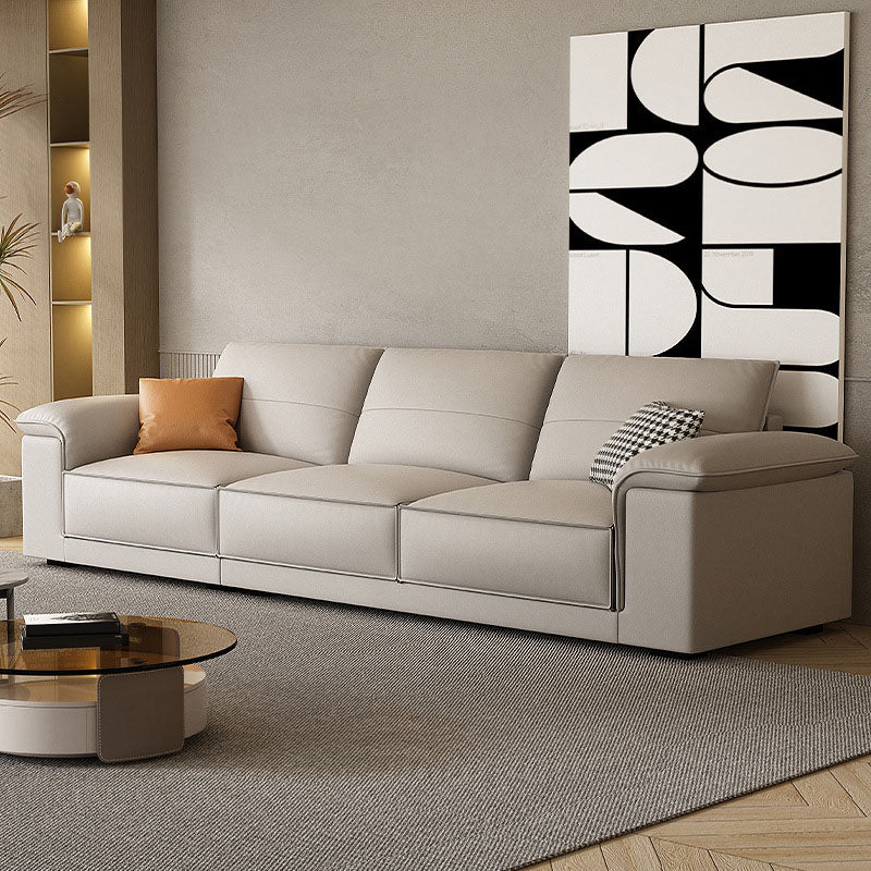 Contemporary 35.4" H Faux Leather Pillow Top Arm Sofa for Living Room