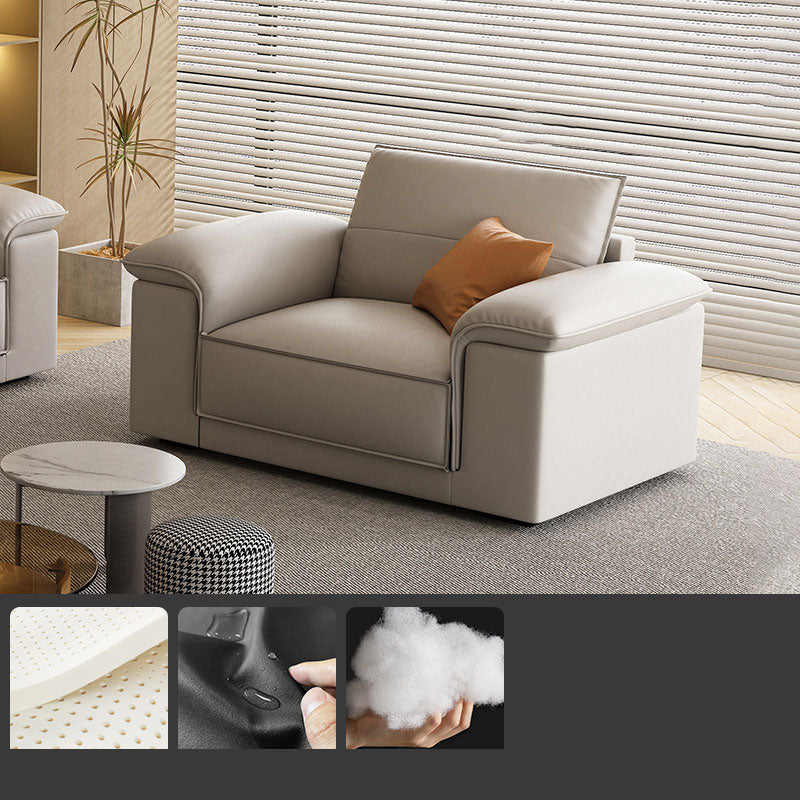 Contemporary 35.4" H Faux Leather Pillow Top Arm Sofa for Living Room
