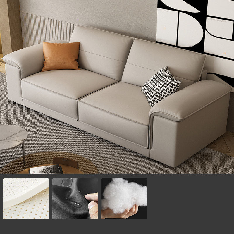 Contemporary 35.4" H Faux Leather Pillow Top Arm Sofa for Living Room