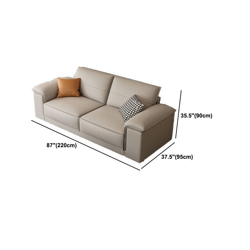 Contemporary 35.4" H Faux Leather Pillow Top Arm Sofa for Living Room